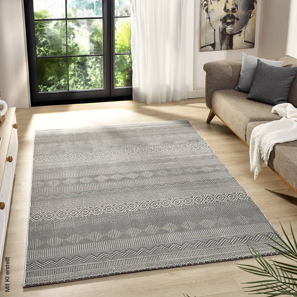 Webteppich Leonie grau B/L: ca. 80x150 cm