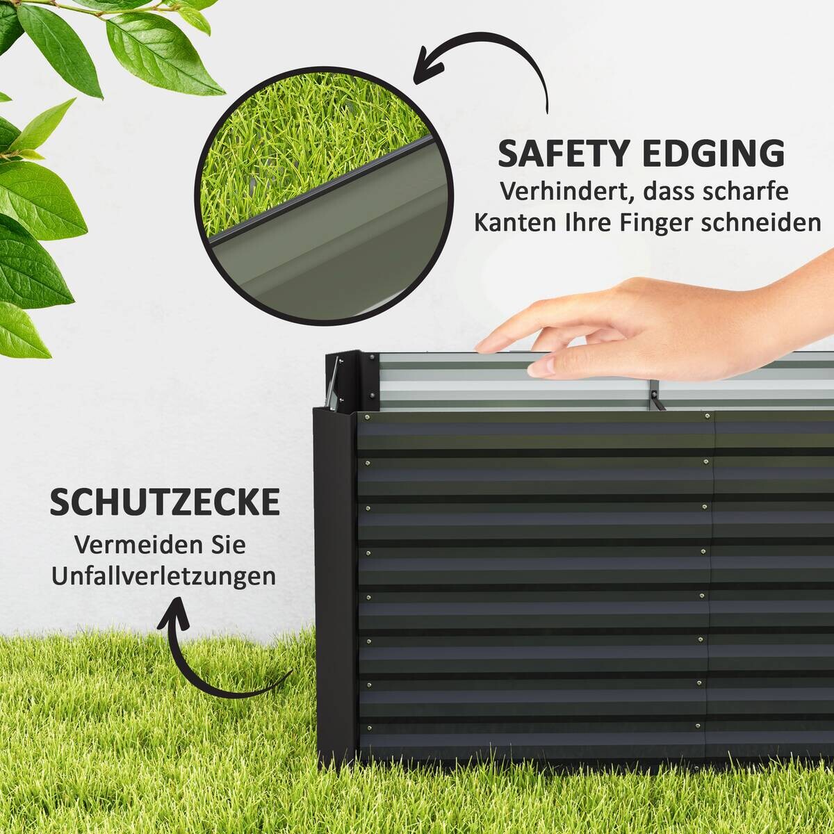 Outsunny Hochbeet 2er Set dunkelgrau Stahl B/H/L: ca. 60x60x120 cm