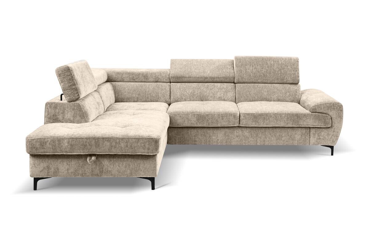 Ecksofa mit Bettfunktion und Bettkasten natur Microfaser B/H/T: ca. 256x73x202 cm