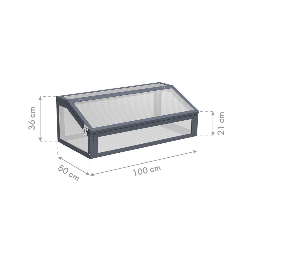 Westmann Frühbeetaufsatz Tega grau B/H/L: ca. 100x36x50 cm