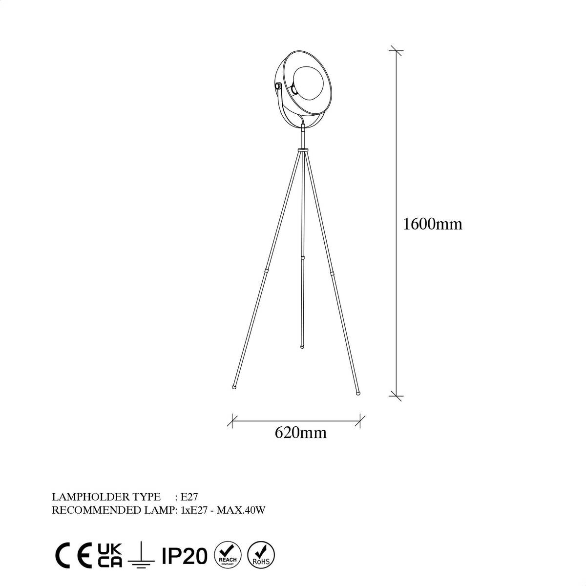 Opviq Stehleuchte gold schwarz B/H/T/L: ca. 45x160x45x62 cm E27 1 Brennstellen