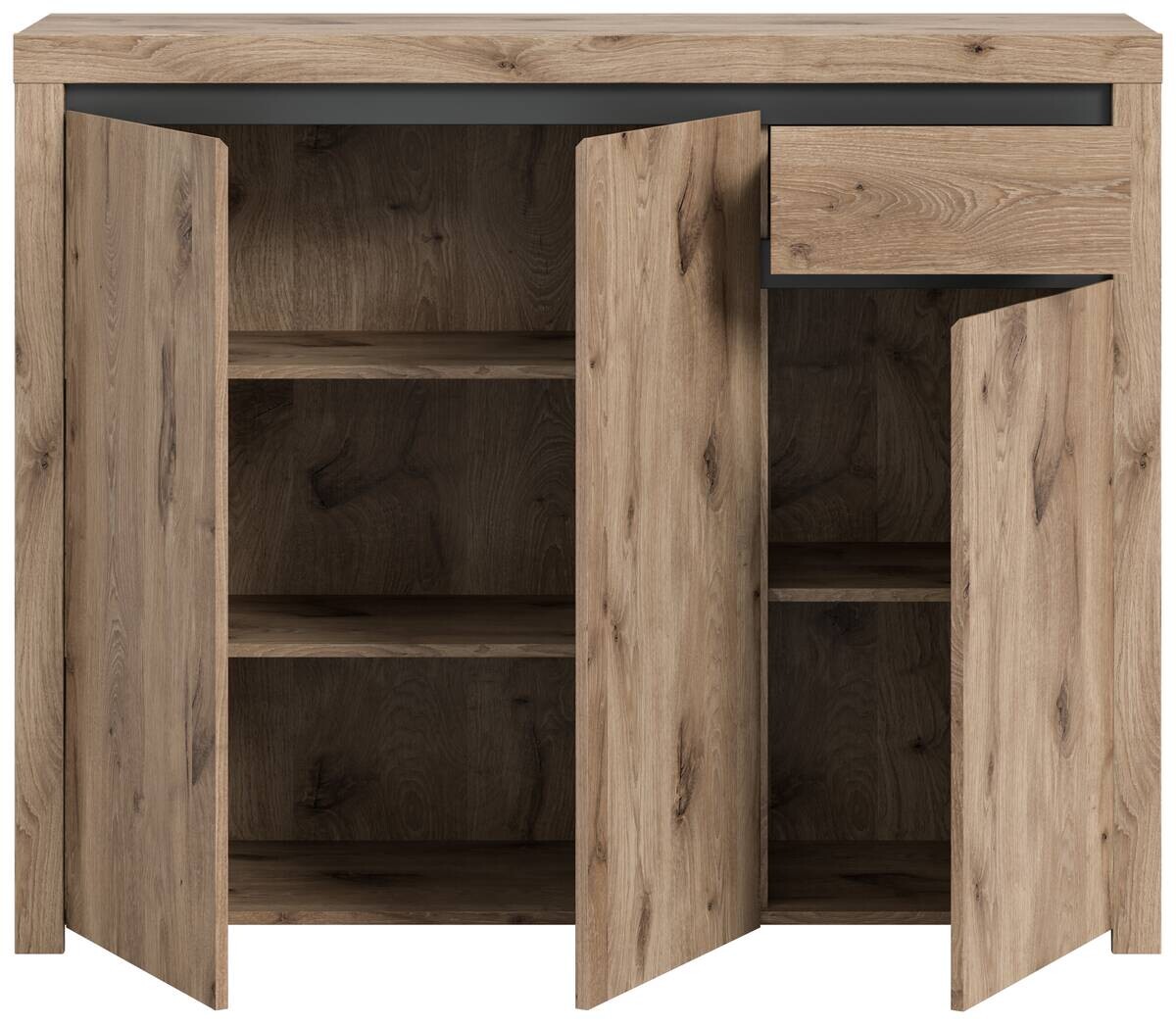 Kommode Woody Nox Oak Nachbildung anthrazit B/H/T: ca. 131x105x37 cm