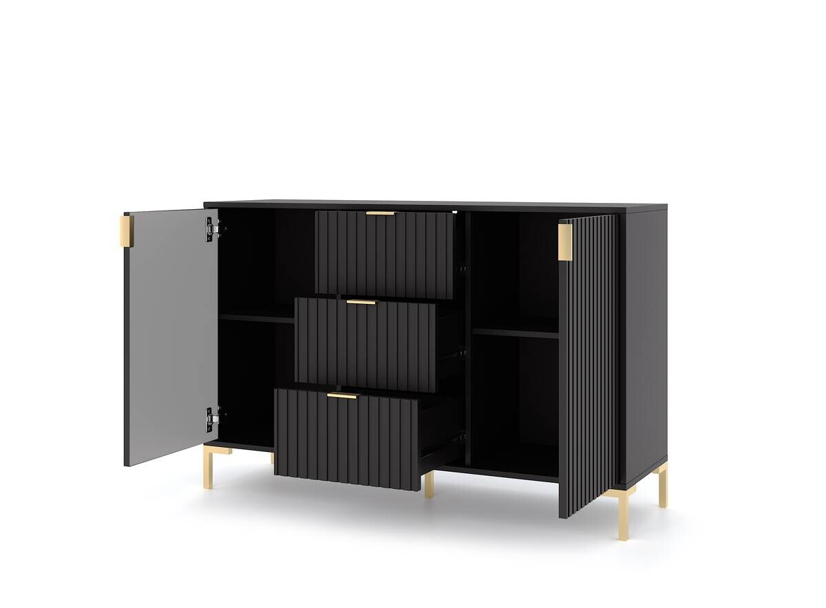 Kommode FLINN schwarz B/H/T: ca. 130,5x85,8x40 cm