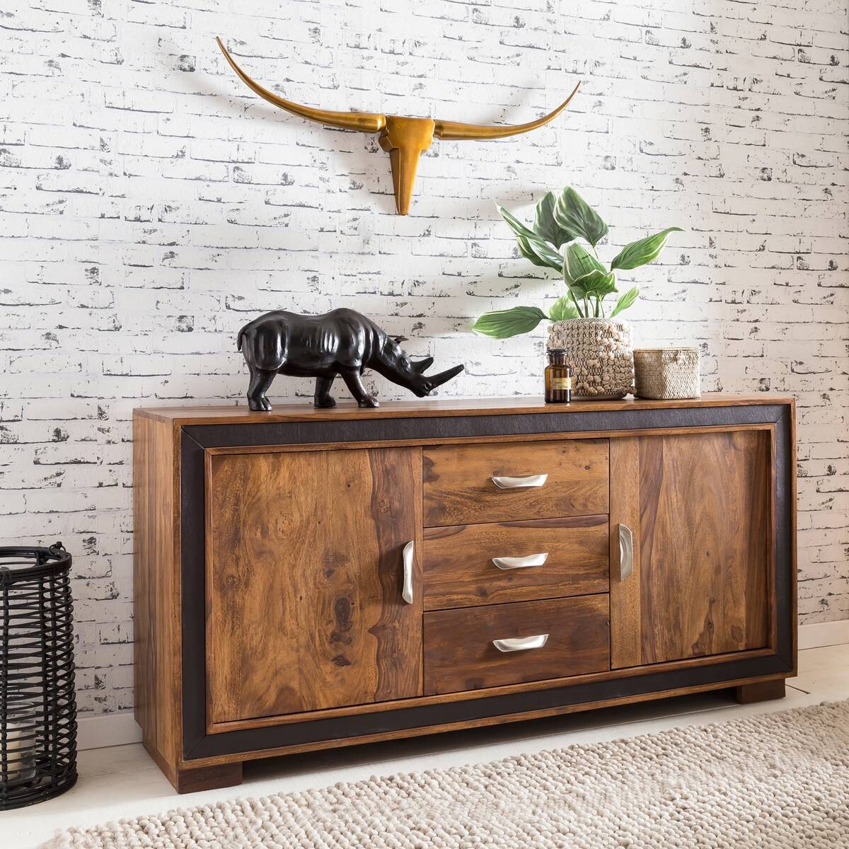 Sideboard natur schwarz B/H/T: ca. 160x80x44 cm
