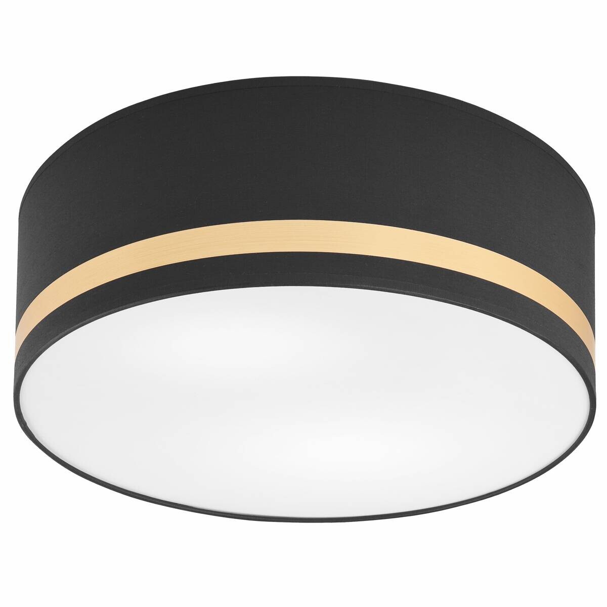 Lamkur Deckenleuchte GLORIA 48222 schwarz gold Kunststoff Textil PVC H/L: ca. 16x35 cm E27 2 Brennstellen