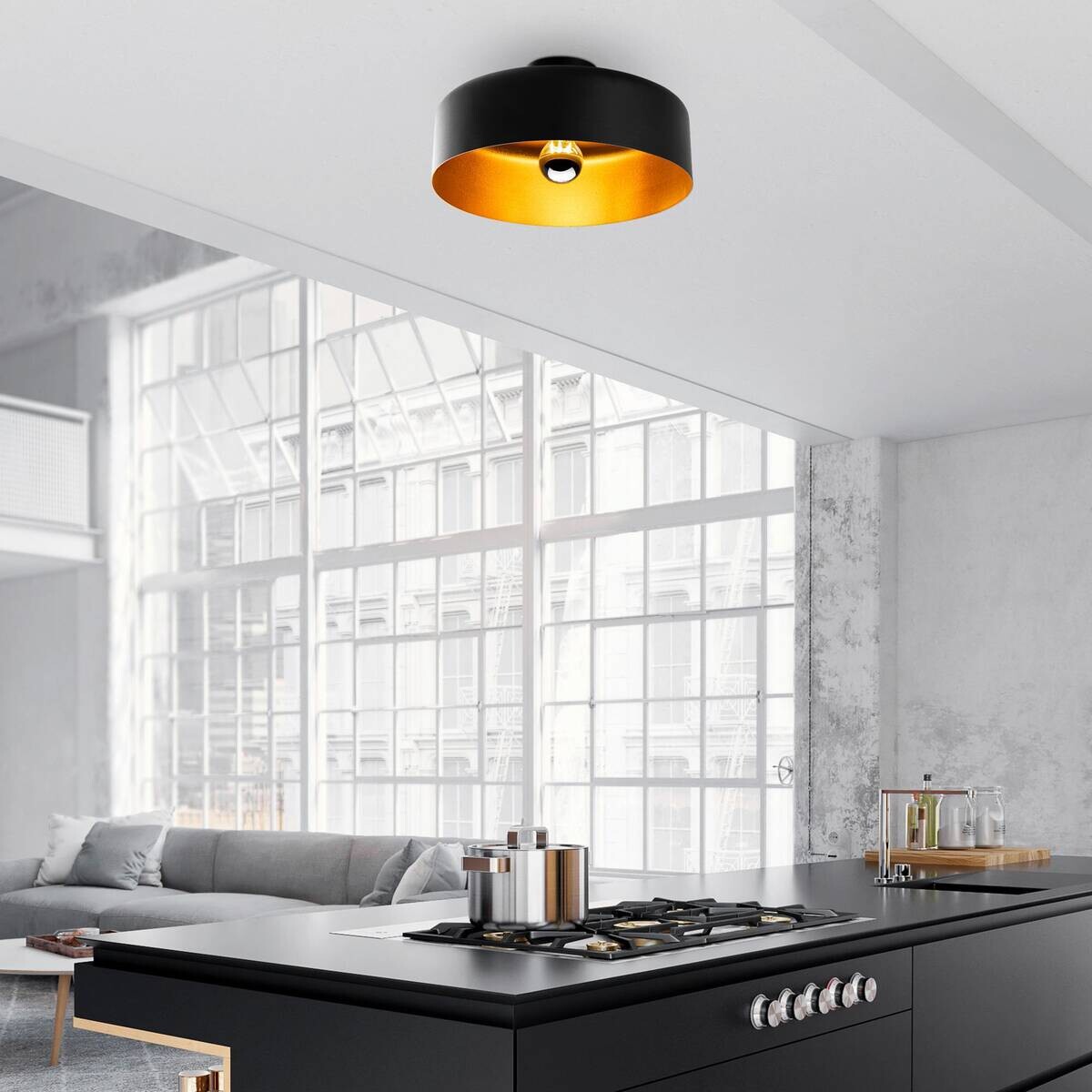 Opviq Deckenleuchte schwarz Metall B/H/T/L/D: ca. 35x18x35x35x35 cm E27 1 Brennstellen