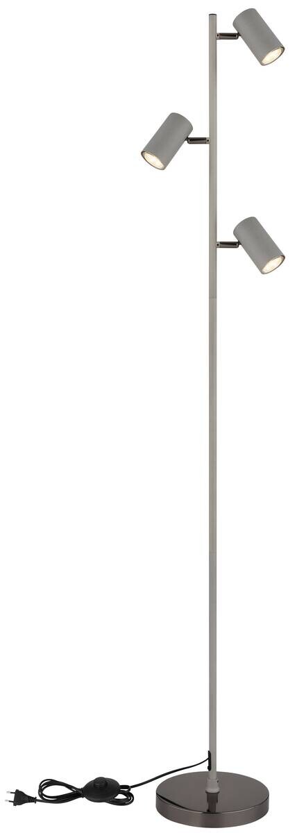 GLOBO Stehlampe schwarz Chrom grau Metall Kunststoff B/H/T: ca. 21,5x154x23 cm GU10 3 Brennstellen