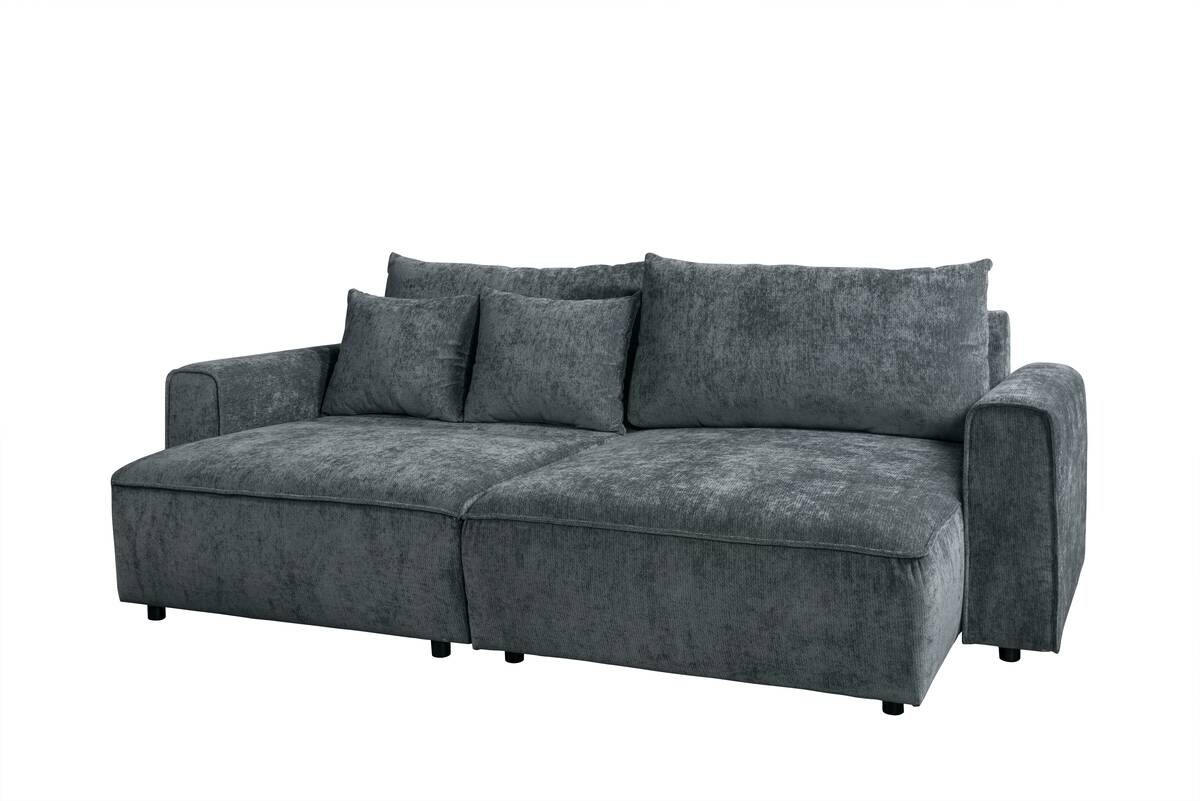 Ecksofa mit Bettfunktion und Bettkasten dunkelgrau Microfaser B/T: ca. 269x147 cm