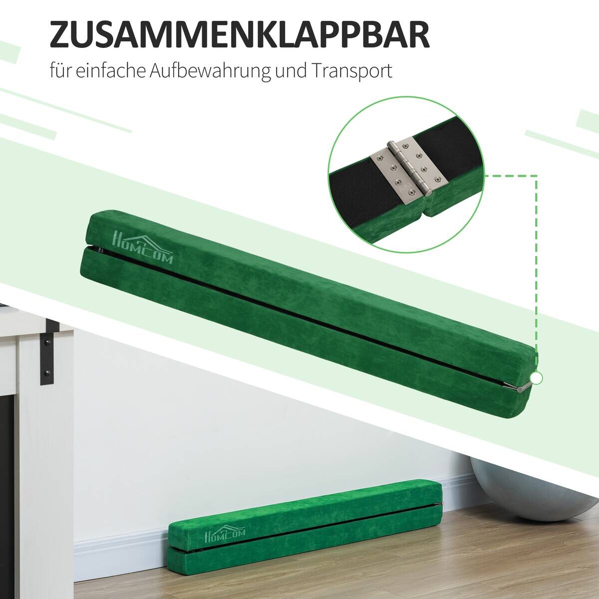 HOMCOM Schwebebalken grün Kiefer B/H/L: ca. 10x6,5x210 cm