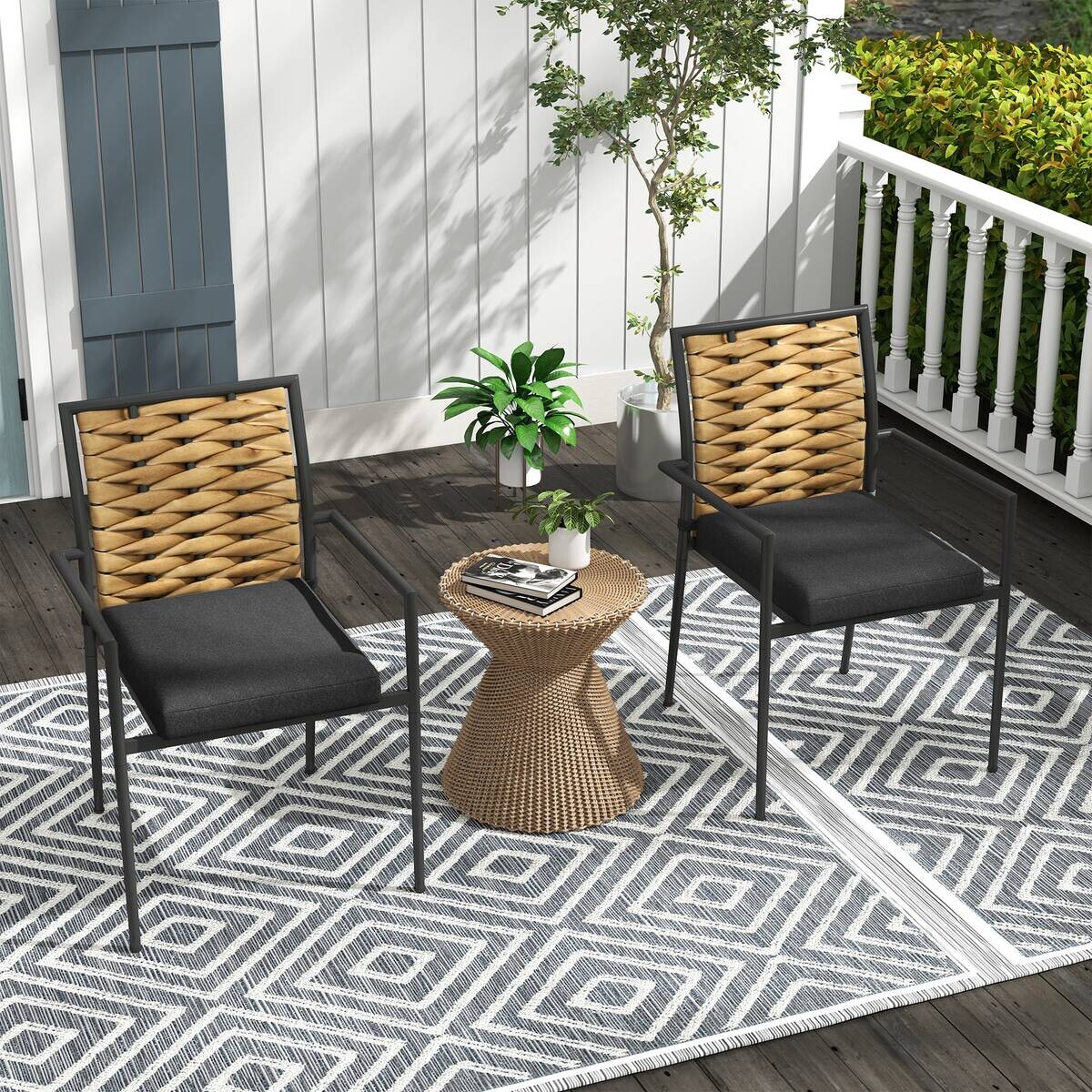 Outsunny Gartenstuhl schwarz Edelstahl B/H/L: ca. 58x57x87 cm