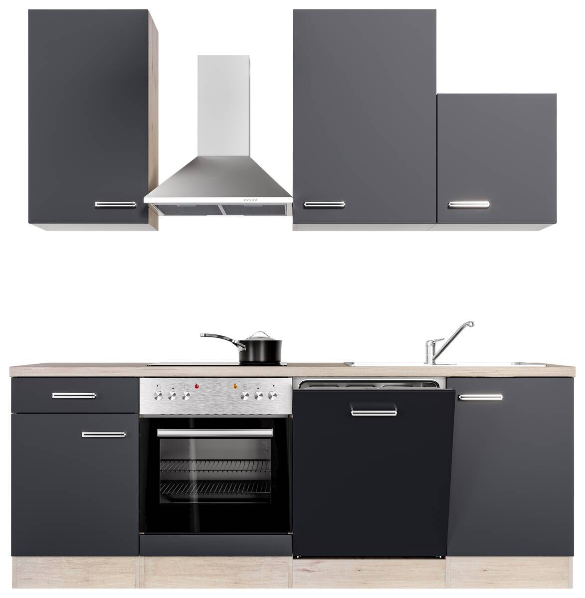 Küchenblock Elva anthrazit strukturiert B/H/T: ca. 220x234x60 cm