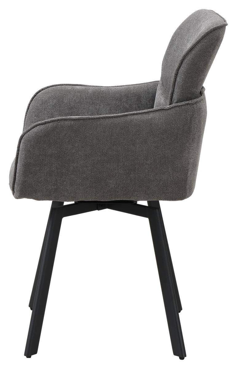 Stuhl RICO, 2er-Set schwarz grau Metall Stoff B/H/T: ca. 61x90x63 cm