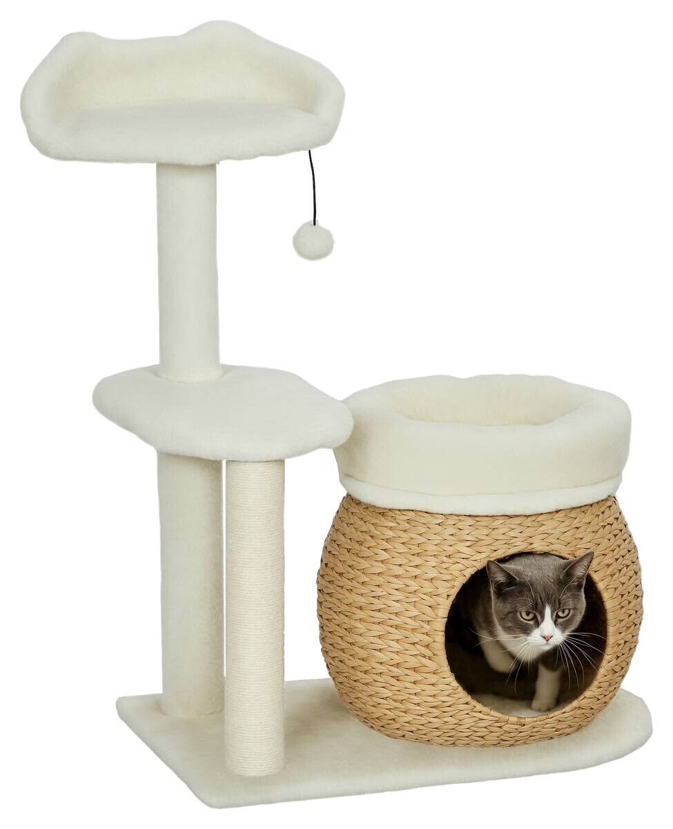 PawHut Kratzbaum cremeweiß Spanplatte B/H/L: ca. 40x79x60 cm