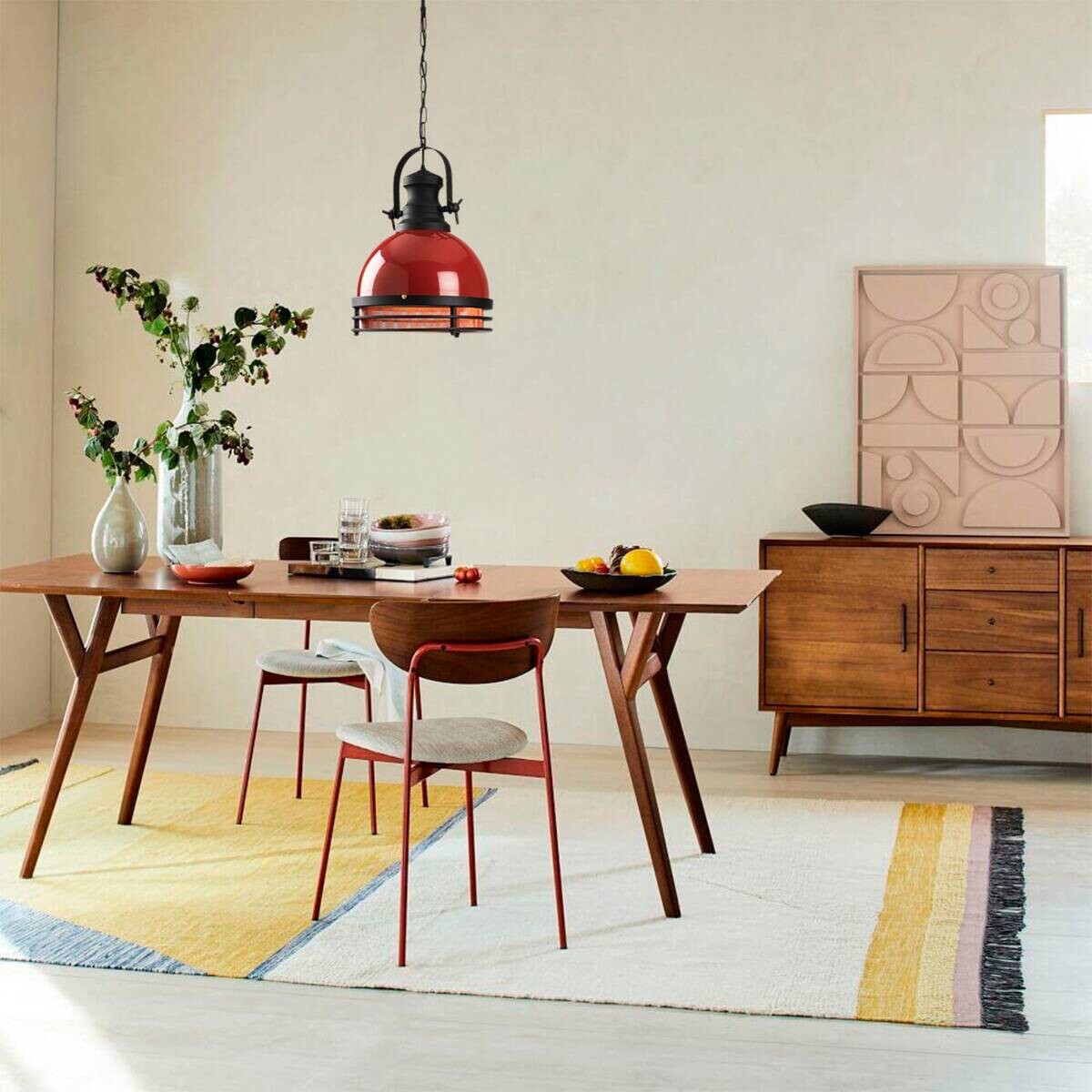 Opviq Pendelleuchte Saglam-3762 rot schwarz B/H/T/L/D: ca. 32x144x32x32x32 cm E27 1 Brennstellen