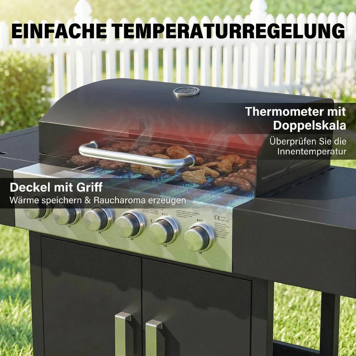 Outsunny Gasgrill Edelstahl B/H/L: ca. 51x101x135 cm