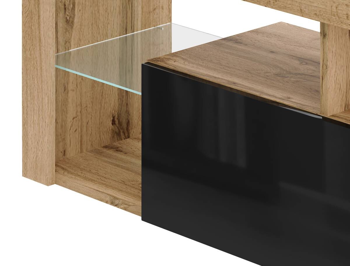 TV-Lowboard TV LOWBOARD Everest 140 Eiche Wotan Nachbildung schwarz glänzend B/H/T: ca. 140x50x35 cm