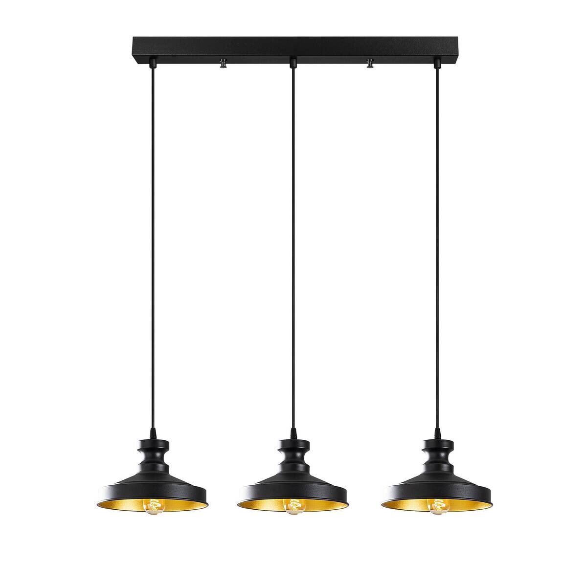 Opviq Pendelleuchte Berceste schwarz Eisen B/H/T/L/D: ca. 22x109x22x72x72 cm E27 3 Brennstellen