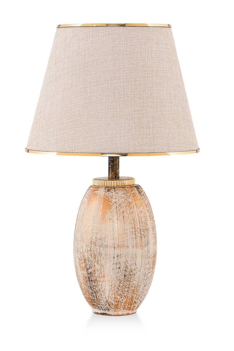 Opviq Tischleuchte gold beige Stoff Metall B/H/T/L/D: ca. 30x50x30x30x30 cm E27 1 Brennstellen