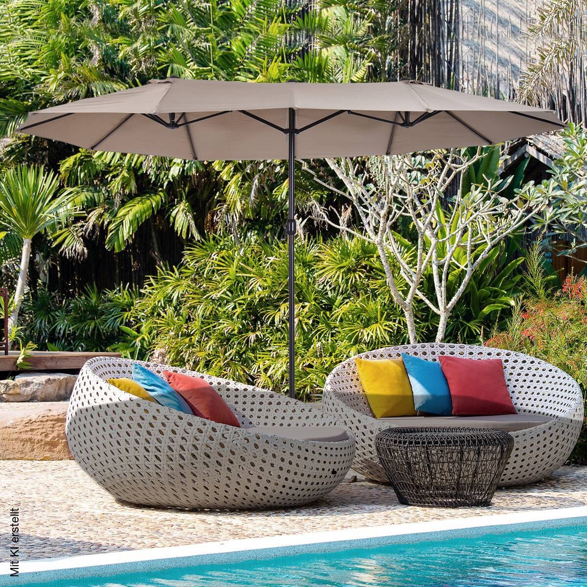Outsunny Marktschirm café braun Metall B/H/L: ca. 270x240x460 cm