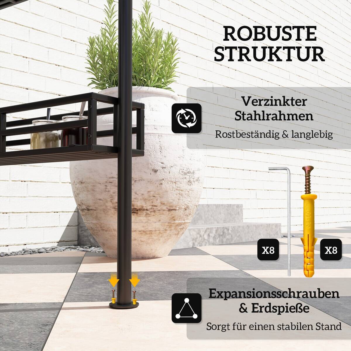 Outsunny Grillpavillon beige Stahl B/H/L: ca. 150x257x240 cm