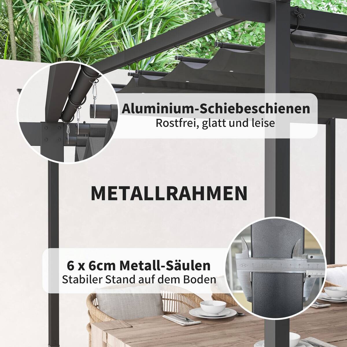Outsunny Pergola dunkelgrau Metall B/H/L: ca. 300x227x300 cm