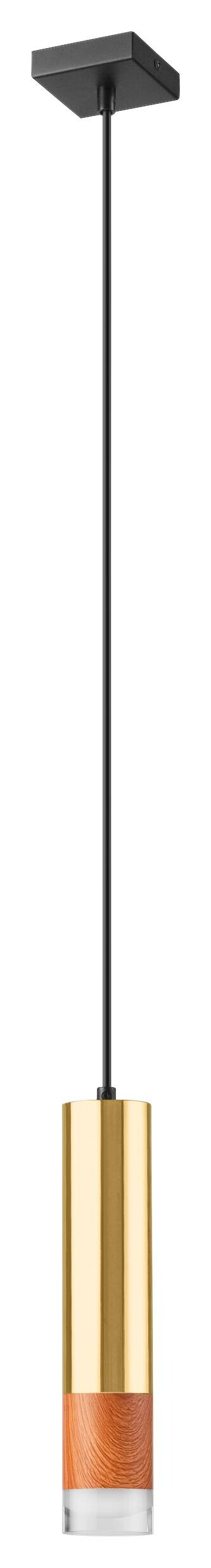 Lamkur Pendelleuchte gold Stahl Glas B/H/L: ca. 8x105x8 cm GU10 1 Brennstellen