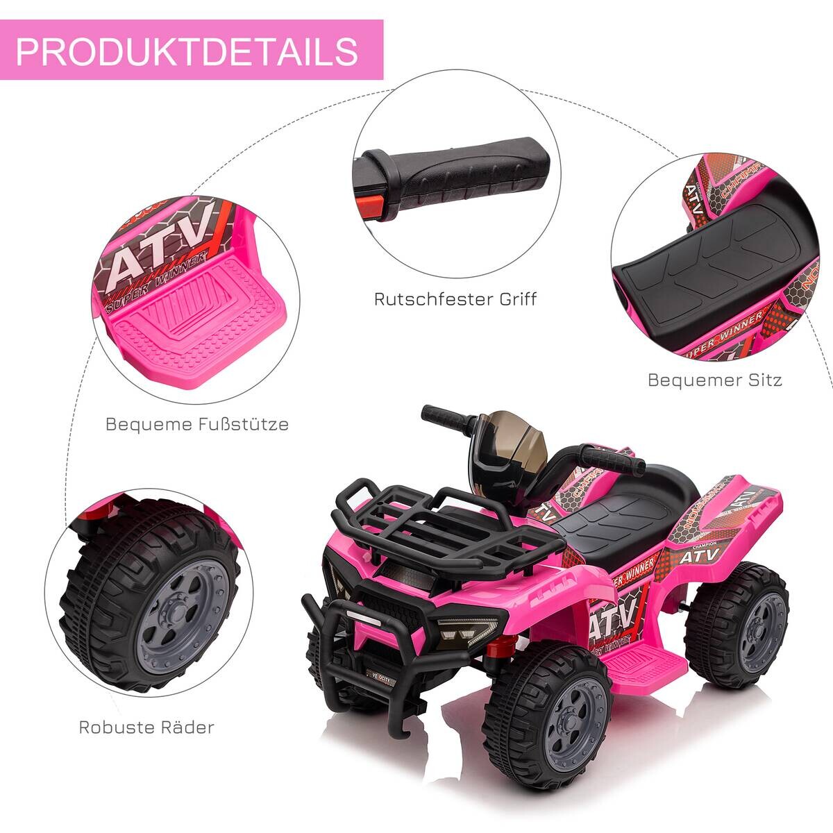HOMCOM Kinderauto rosa B/H/L: ca. 42x70x45 cm