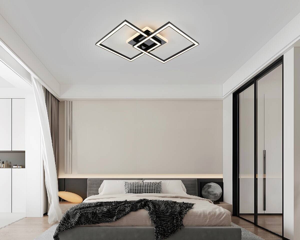 Nolo LED-Deckenleuchte Rhombus schwarz Kunststoff B/H/L: ca. 35x6,5x55 cm