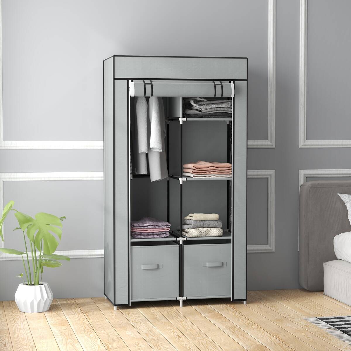 HOMCOM Kleiderschrank hellgrau Polypropylen B/H/L: ca. 42,5x83x162,5 cm