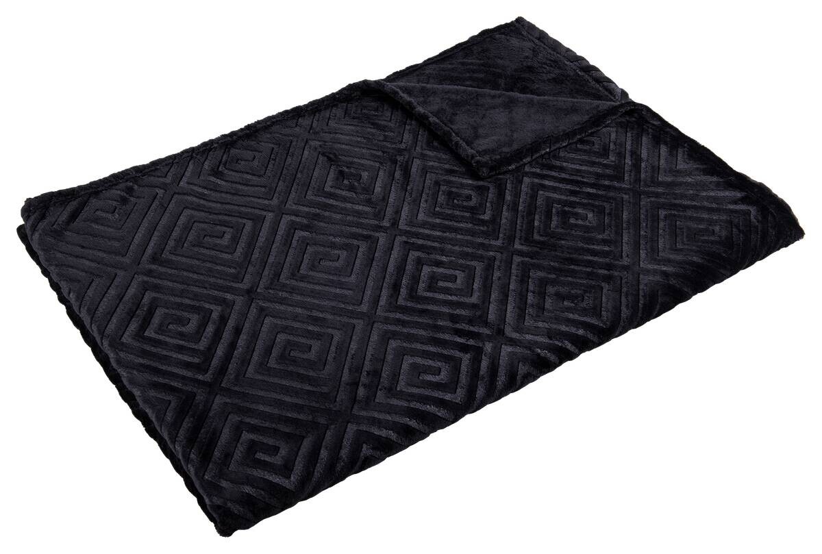 Flanelldecke schwarz Polyester B/L: ca. 160x220 cm