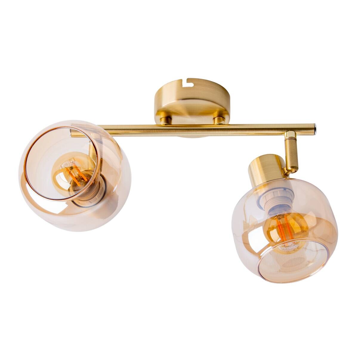 Näve Leuchten Spot gold Glas Metall B/H/T: ca. 40x20x10 cm E14 2 Brennstellen