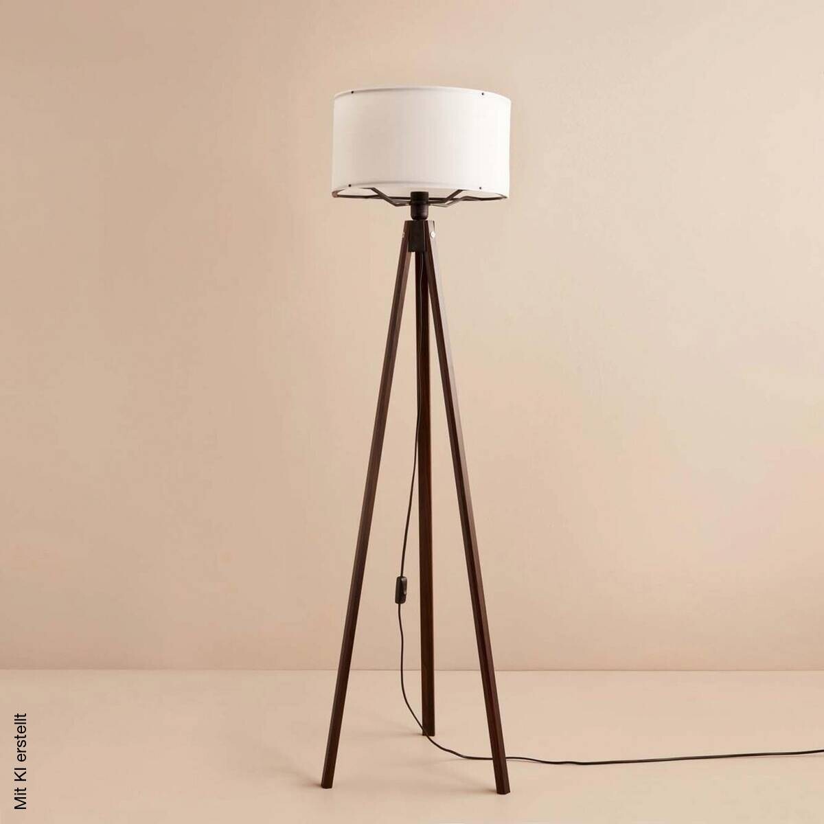 Opviq Stehlampe weiß braun Stoff Holz B/H/T/L/D: ca. 21x140x21x21x21 cm E27 1 Brennstellen