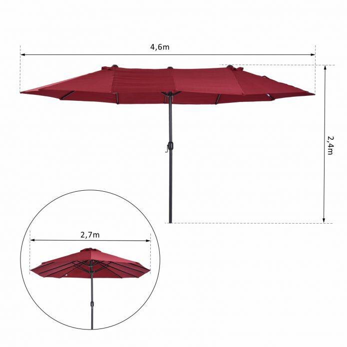 Outsunny Marktschirm weinrot Metall B/H/L: ca. 270x240x460 cm