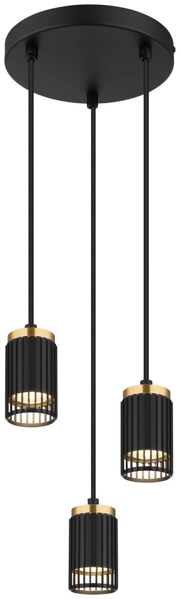 GLOBO Pendelleuchte mattschwarz Metall Aluminium H/D: ca. 115,5x21 cm GU10 3 Brennstellen