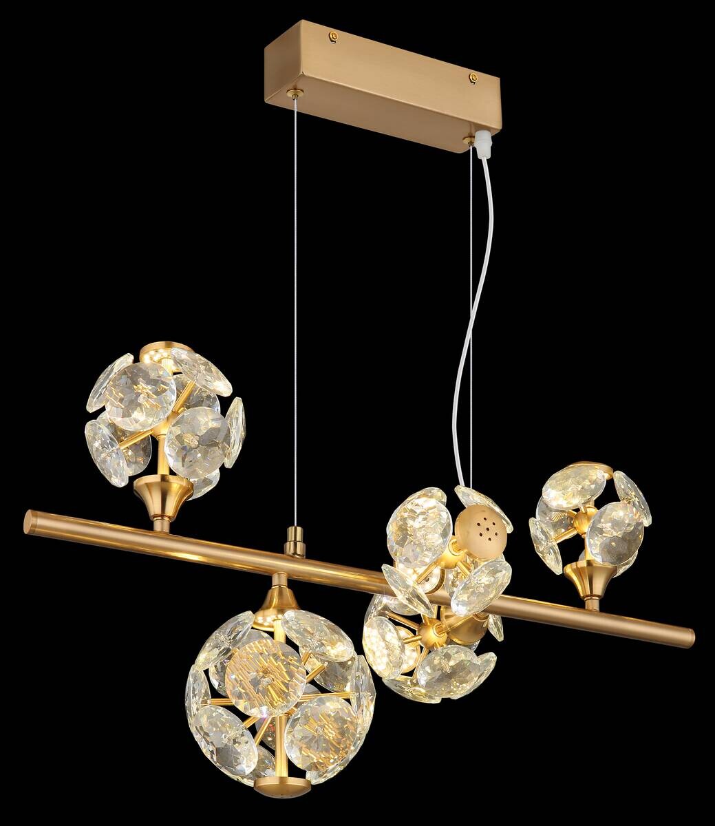 GLOBO Pendelleuchte klar gold Metall B/H/T/L: ca. 31x150x61x61 cm 1 Brennstellen