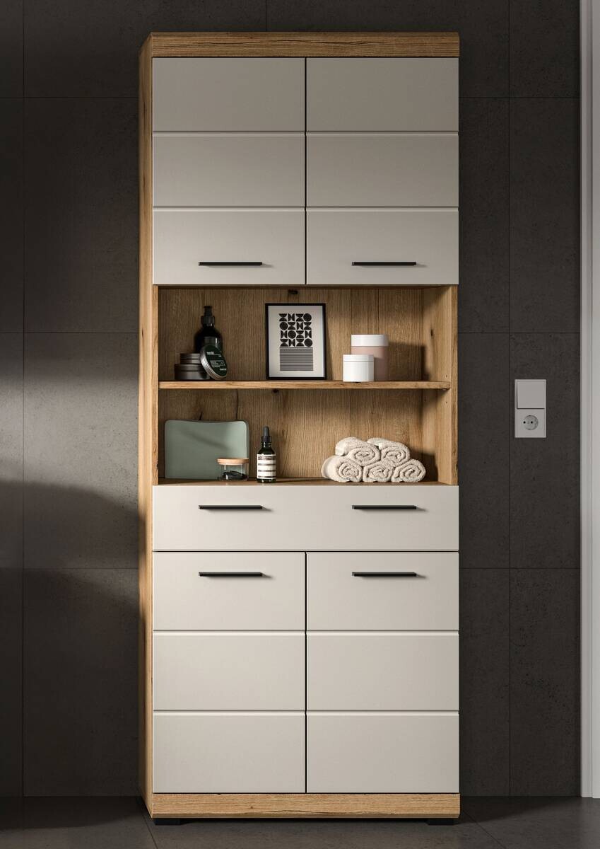 Badhochschrank Scout Evoke Oak Nachbildung Kaschmirgrau Nachbildung B/H/T: ca. 74x191x31 cm