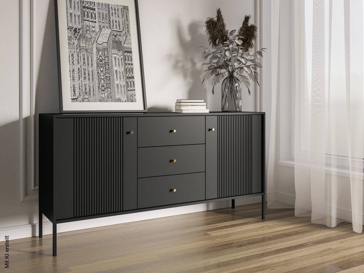 Kommode ISEO schwarz B/H/T: ca. 154,5x79x39 cm