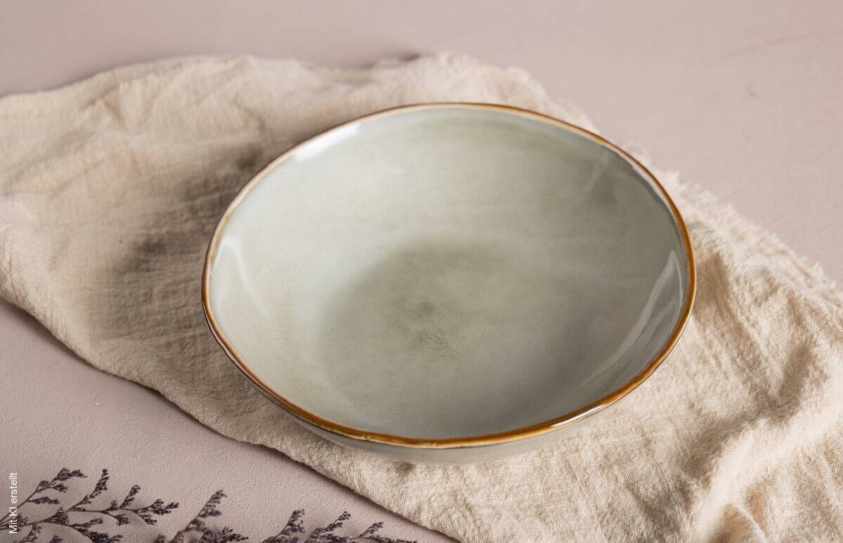 Teller beige Steinzeug D: ca. 18,5 cm