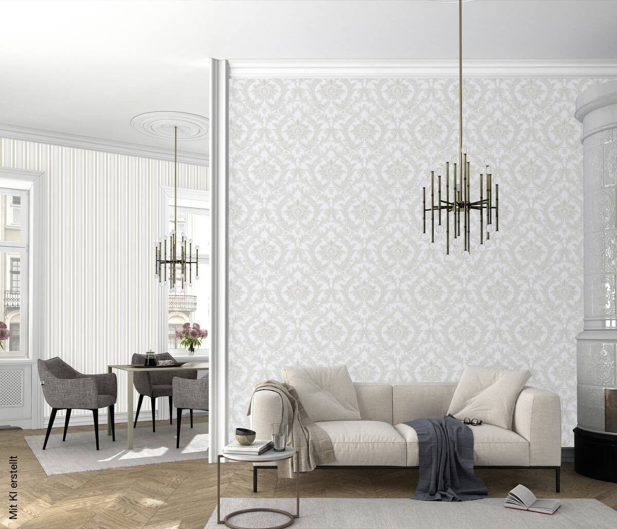 Vliestapete Ornament grau B/L: ca. 53x1005 cm