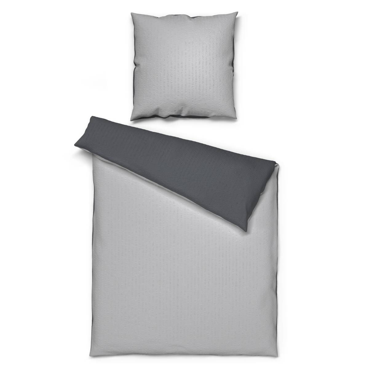 Microfaser Bettwäsche Seersucker silber anthrazit 100% Polyester B/L: ca. 135x200 cm