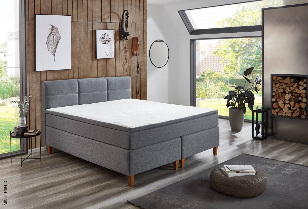 Boxspringbett Kenora grau Liegefläche B/L: ca. 160x200 cm