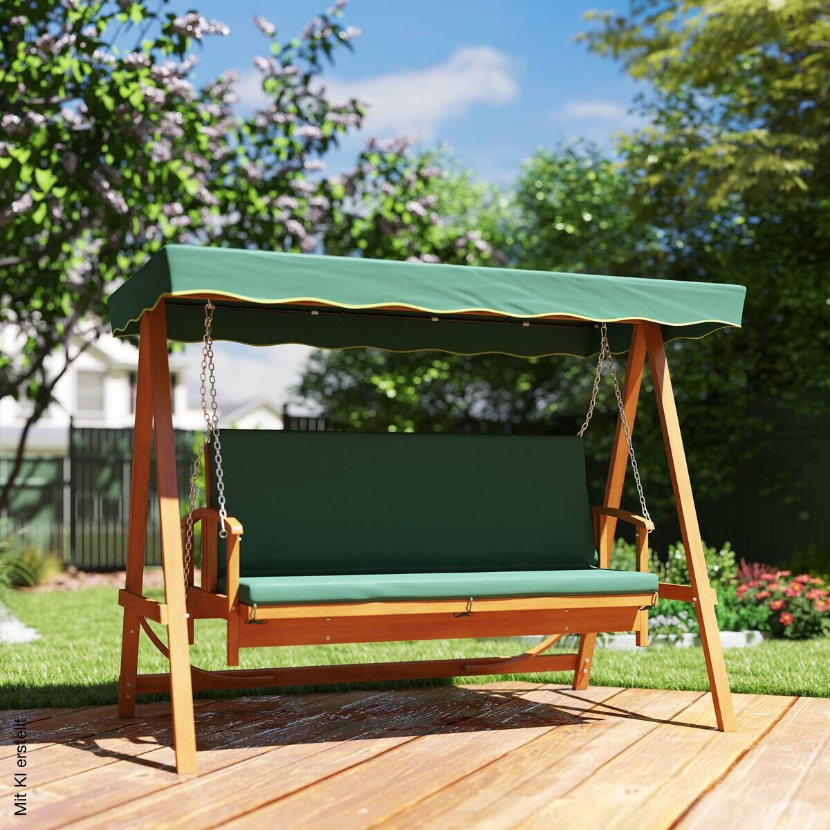 Outsunny Hollywoodschaukel dunkelgrün Polyester B/H/L: ca. 130x181x236 cm