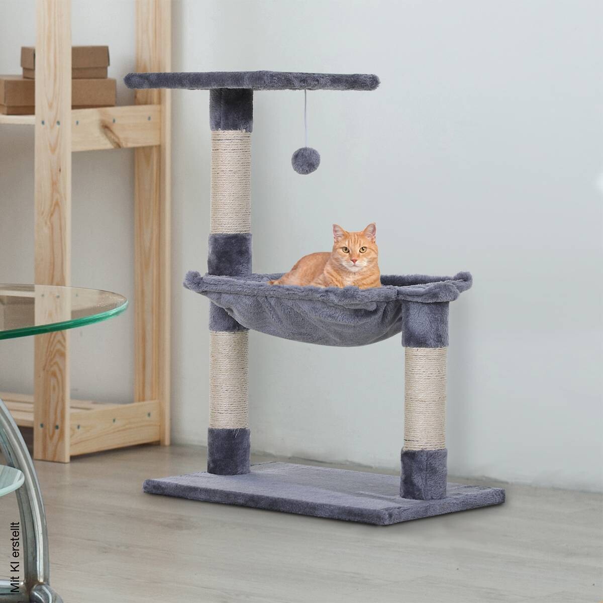PawHut Katzenbaum grau Spanplatte B/H/L: ca. 36x70x50 cm