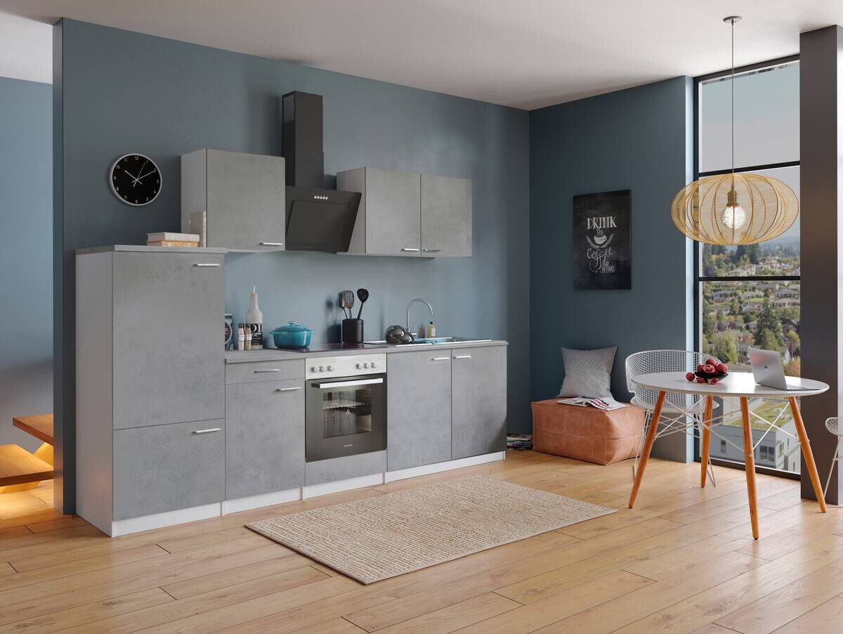 Respekta Küchenblock Malia Beton Optik B/H/T: ca. 270x200x60 cm