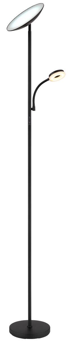 GLOBO Stehlampe Opal Chrom schwarz Metall Kunststoff H/D: ca. 179x25 cm 1 Brennstellen
