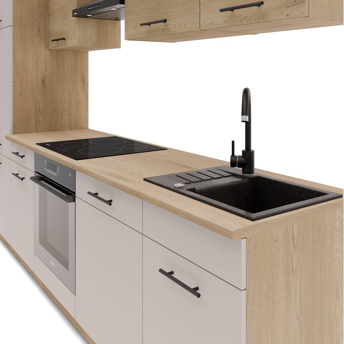 Küchenblock Max II Cashmere Eiche Nachbildung B/H/T: ca. 280x200x60 cm