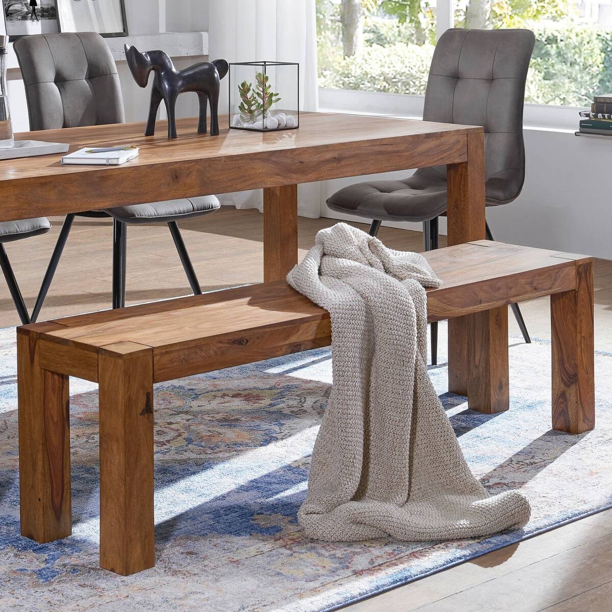Sitzbank natur Echtholz B/H/T: ca. 180x45x35 cm