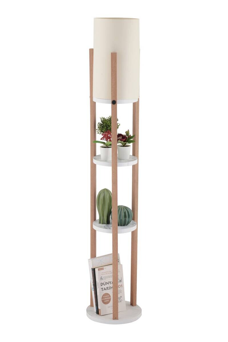 Opviq Stehlampe Circle weiß natur MDF B/H/L: ca. 21x135x21 cm E27 1 Brennstellen