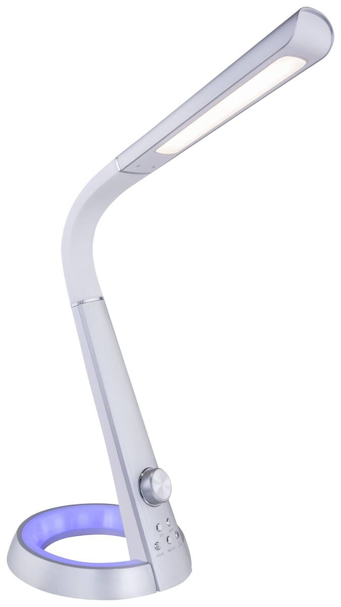 GLOBO Tischleuchte 58376S silber weiß Kunststoff Metall B/H/T: ca. 34x64x18 cm 1 Brennstellen