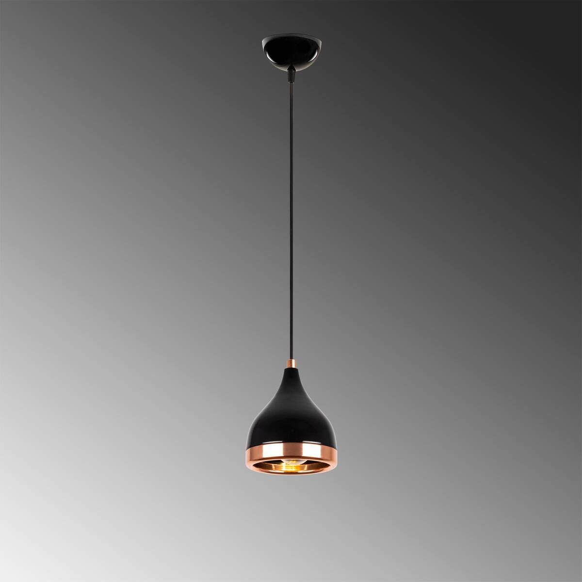 Opviq Pendelleuchte Yildo Kupfer schwarz Metall B/H/T/L/D: ca. 15x135x15x15x15 cm E27 1 Brennstellen